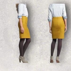J. Crew No. 2 Pencil Skirt Womens 6 Mustard Yellow Wool Lined Back Vent Office